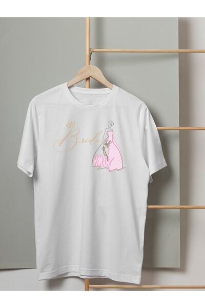 Mor Mürekkep Tricou alb pentru femei cu imprimeu Bride Pink Bride