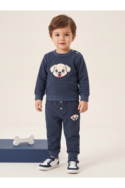 Zekids Baby Boy Dog Printed Tracksuit Set