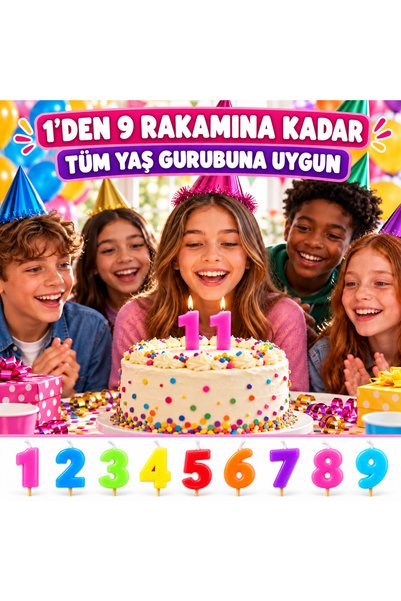 Ksmart RAKAMLI DOĞUM GÜNÜ MUMLARI 1'DEN 9'A KADAR ''TÜM YAŞ GURUBU İÇİN KULLA...