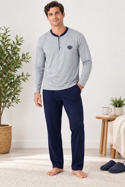 CottonVia Men's Pajama Set, 100% Cotton, 30/1 Combed Single Jersey, Seasonal ...