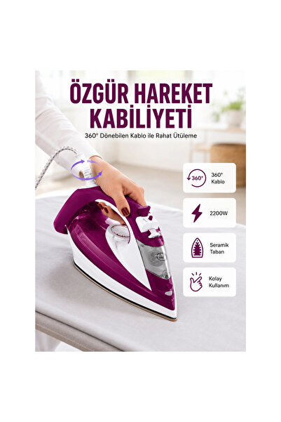 Atlasnua® 2200w Seramik Kaplama Es Tasarımı 360 Derece Dönebilir Kablosu Yeni Nesil
