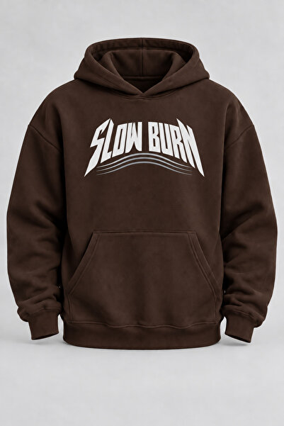 EVIus Hanorac maro supradimensionat cu glugă și imprimeu Slowburn