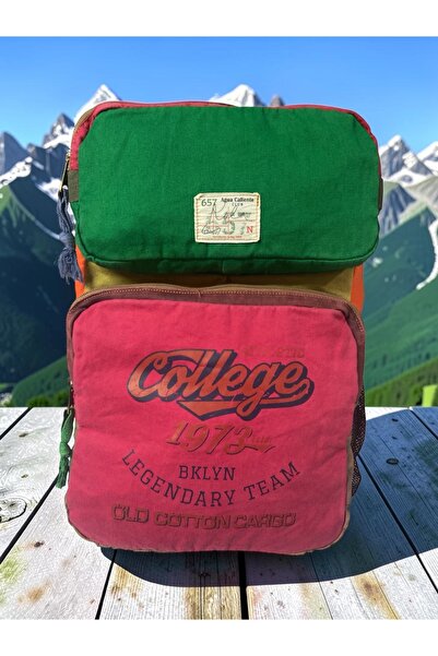 Old Cotton Quality Single Compartment Vintage Design Unisex Backpack Daily Sc...