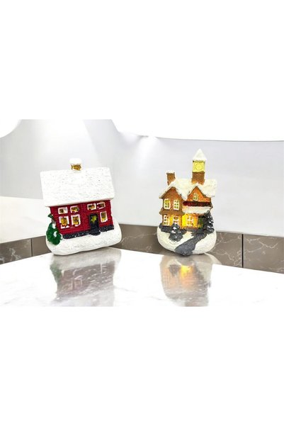 Sovaldi Căsuțe decorative din rășină cu LED - Decorațiuni de Crăciun 9x6cm - ...
