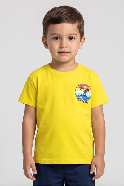 Banana Boat Toddlers Boy Crew Neck Short Sleeve Graphic Print T-shirt, Yellow
