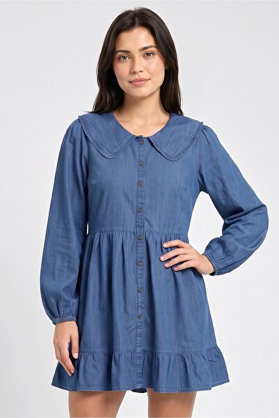 Brave Soul Women Chambray Mini Dress, Blue