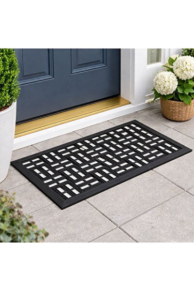 OEM Black Rubber Entrance Mat with Perforated Pattern 60x40cm