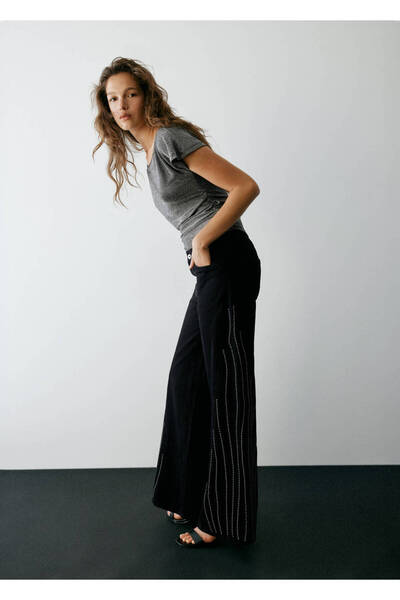 Mango Teen Wide leg strass detaylı jean