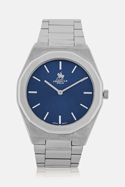 American Polo Men APSSBL114G Stainless Steel Analog Watch 39 mm, Silver