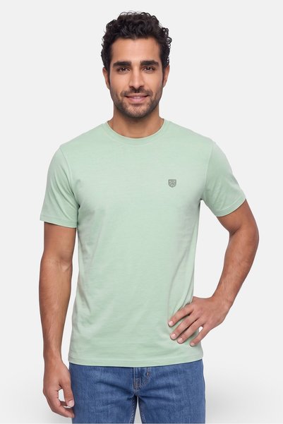 KENSINGTON Men Crew Neck Short Sleeve Embroidered Logo T-Shirt, Green