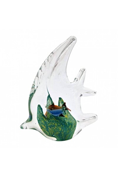 OEM Decorative Fish Figurine Made of Solid Glass, Handmade, 12 cm, Turquoise