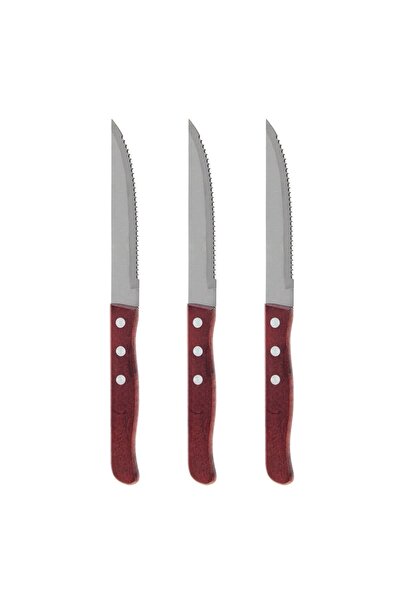 OEM Set Cutite Zimtate cu Maner din Lemn pentru Friptura - 3buc