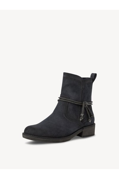 Tamaris Ghete de dama din piele intoarsa ecologica cu snur decorativ, Navy Blue,