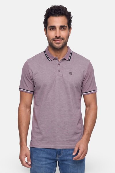 KENSINGTON Men Regular Fit Brand Logo Short Sleeve Polo, Purple