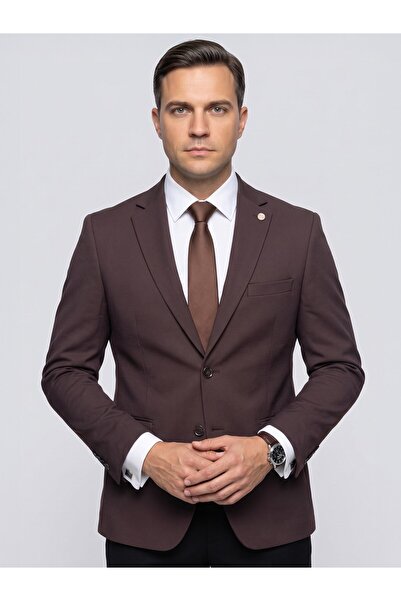 Plus Scorpion Erkek Slim Fit Ceket – Likralı Fitilli Kumaş, Çift Düğmeli Tek ...