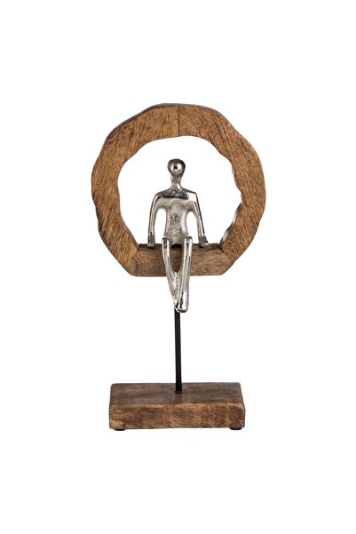 OEM Decoratiune de Masa Coronita din Lemn cu Figurina 16.5x6x31.5cm