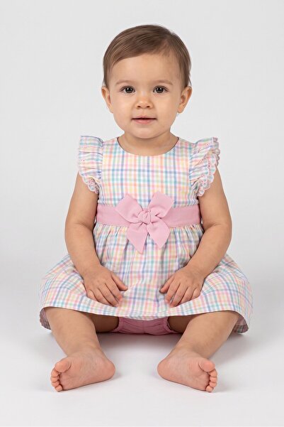 Penelope Mack Toddlers Girl Gingham Pattern Dress With Panty Set, Multicolor