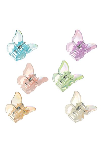 OEM Pastel Colorful Iridescent Butterfly Hair Clips for Children 2cm - 6pcs