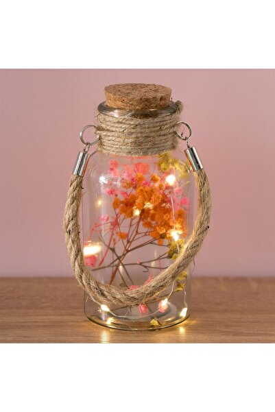 OEM Sticla Decorativa de Masa cu 10 Becuri LED & Flori Uscate Ø8x17cm