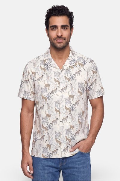 Nordam Men Regular Fit Short Sleeve Allover Print Casual Shirt, Multicolor