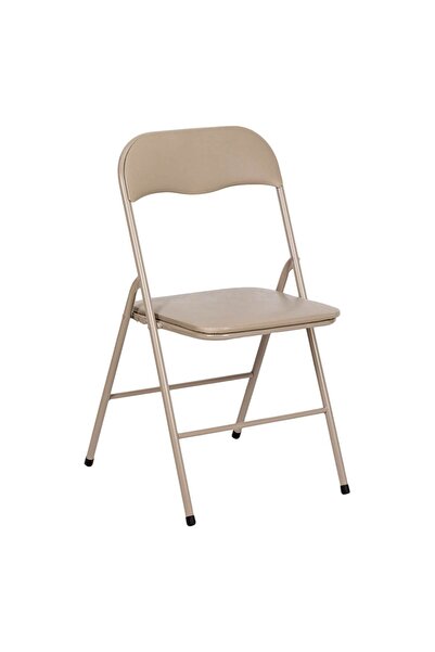 OEM Folding Metal Chair Taupe 47x43.5x80cm