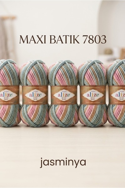 Alize 5 Adet Süperlana Maxi Batik Kalın El Örgü İpi Renk No 7803 - El Örgü İp...