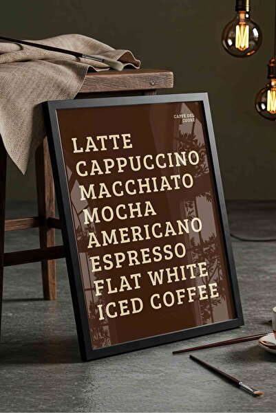Buka Shops Kahve Menüsü Tablosu Latte Cappuccino Espresso Tipografi Kahvereng...