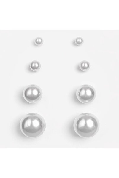 OEM Women's Earrings White Beads - 4 pairs