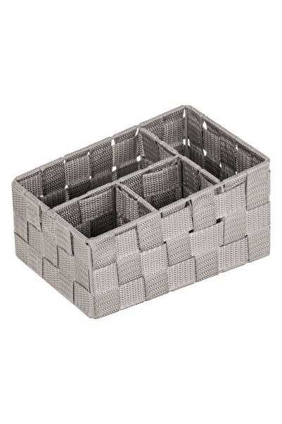 OEM Cos de Depozitare Taupe tip Ratan Metalic cu 4 Compartimente 20x14x10/8cm