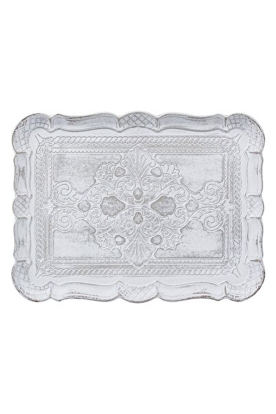 OEM Platou Decorativ de Lemn Alb Model Brushed 30x23cm