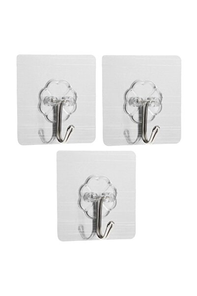 OEM Carlige Autocoloante Argintii cu Model Floare 6x6cm - 3buc