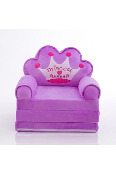 KAZUKO Purple Princess Crown Design Children's Chair - Comfortable Armrest Ch...