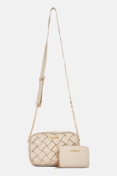 Bebe Women Brand Logo Cross Body With Wallet, Cream