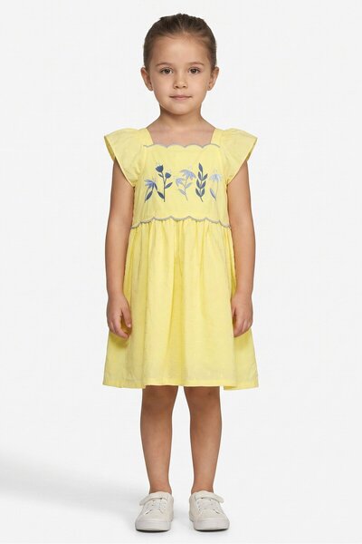Penelope Mack Toddlers Girl Embroidered Dress, Yellow