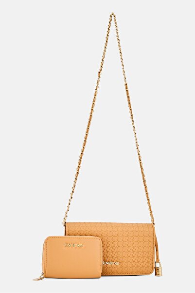 Bebe Women Brand Logo Cross Body With Wallet Bag, Brown