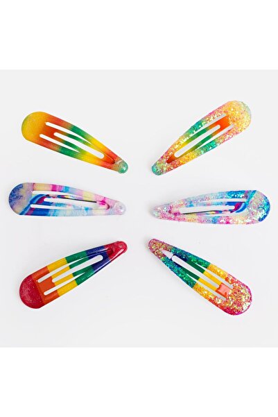 OEM Rainbow Glitter Hair Clips for Kids 5cm - 6pcs