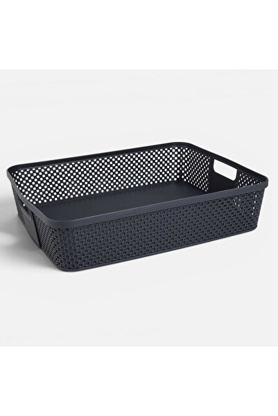 OEM Anthracite Perforated Plastic Storage Basket with Handles 5.5L