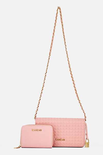 Bebe Women Brand Logo Cross Body With Wallet Bag, Pink