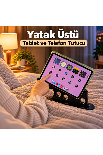 Yatak Üstü Tablet ve Telefon Tutucu Standı – Eğimli Tasarım