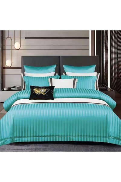Generic Brand Damask Finet Striped Duvet Cover Set , 6 Pieces, Stretchy Sheet...