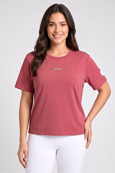 Anta Women Sportswear Fit Short Sleeve Outdoor T-Shirt, Dusty Pink