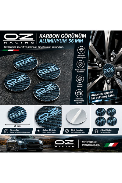 İKTUNING OZ RACING KARBON GÖRÜNÜM ALÜMİNYUM 56 MM JANT GÖBEK STICKER