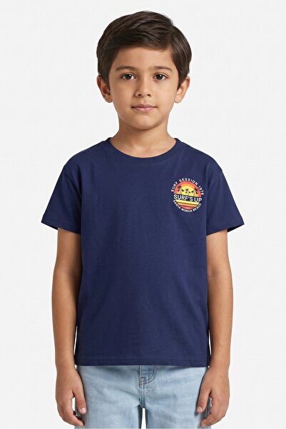 Banana Boat Kids Boy Crew Neck Short Sleeve Graphic Print T-shirt, Navy