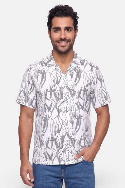 Nordam Men Regular Fit Short Sleeve Allover Printed Casual Shirt, Multicolor