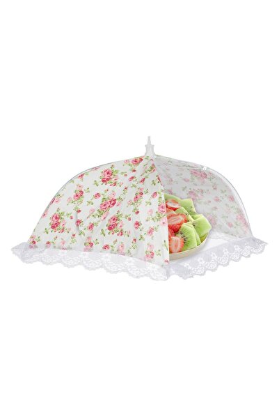 OEM Plasa de Protectie Alba cu Flori Roz Dantela pentru Alimente 35x35x17cm