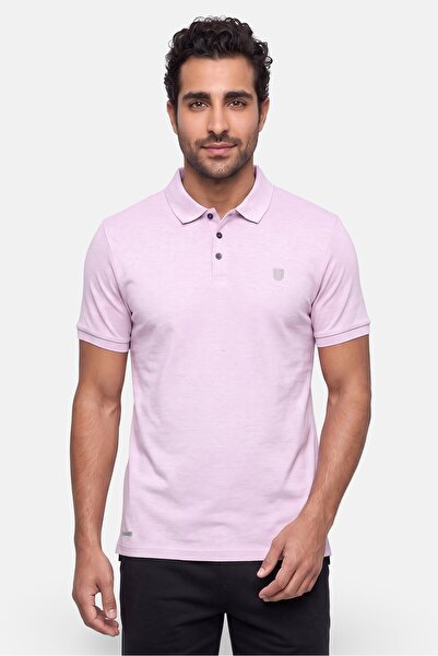 KENSINGTON Men Regular Fit Embroidered Logo Short Sleeve Polo Shirt, Lilac