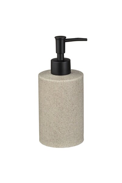 OEM Beige Polyresin Dispenser with Embossed Stripes for Liquid Soap 350ml