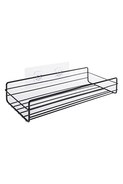 OEM Raft Metalic Negru cu Carlige Autocolante pentru Baie 27x10.5x5cm