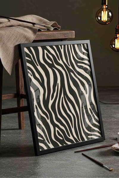 Buka Shops Zebra Desenli Tablo Siyah Beyaz Hayvan Deseni Minimal Duvar Tablos...
