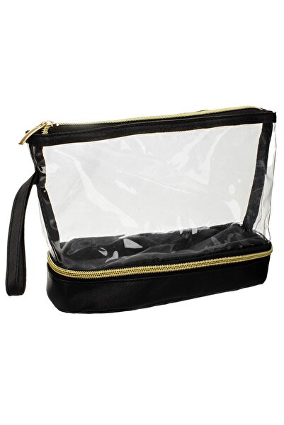 OEM Black Transparent Double Eyeshadow Case with Handle 25x8x17cm